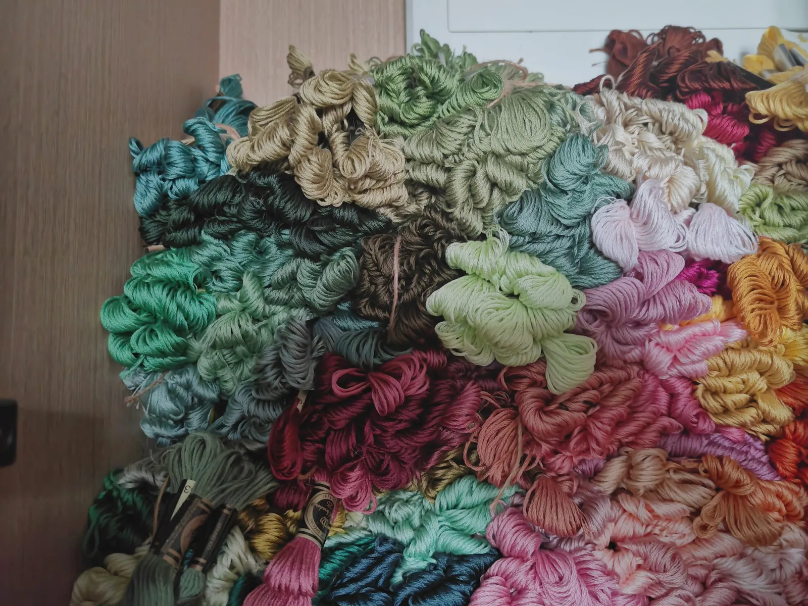 A large, colorful pile of my embroidery floss