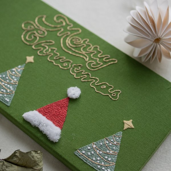 Christmas Embroidery Wall Art - Styled photo A beautiful addition to your festive home decor.