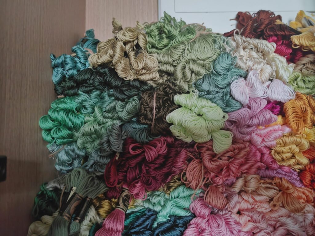 Unlock Creativity: 10 Tips for Stuck creator A large, colorful pile of my embroidery floss